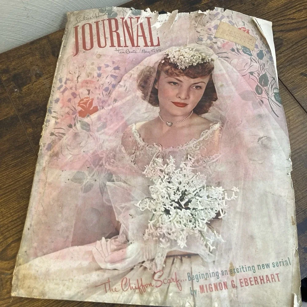 May 1939 Ladies Home Journal, Bridal Cover & Article, MCM Fashion, Glamour, Ads‎